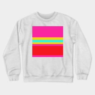 A solitary bind of Red (Pigment), Barbie Pink, Metallic Yellow and Fluorescent Blue stripes. Crewneck Sweatshirt